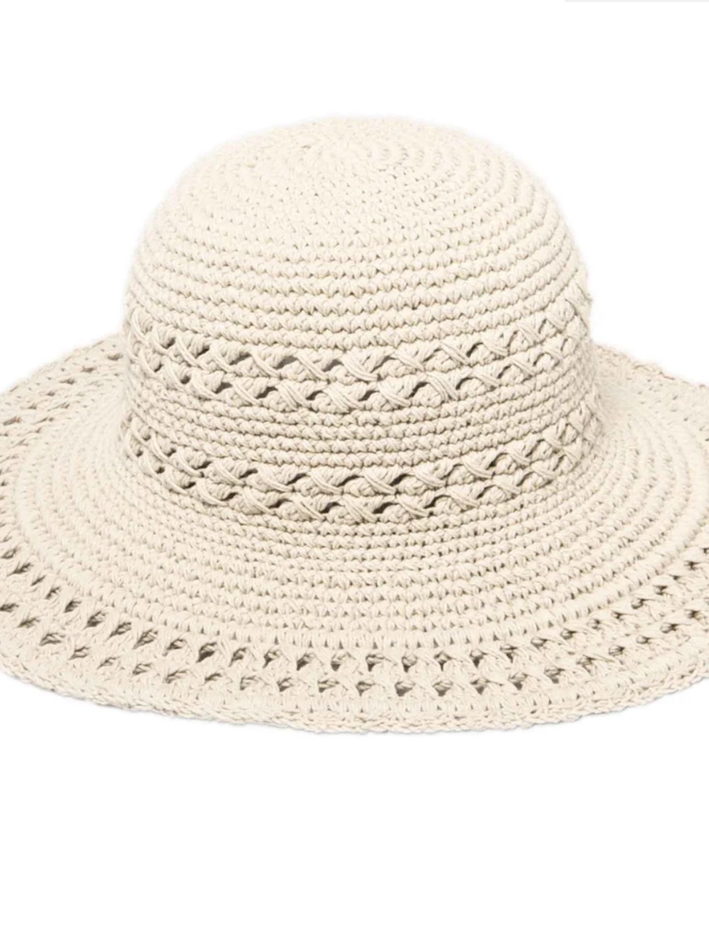 San Diego Hat Company - 100% Cotton Crochet Wide Brim Sun Hat in Beige